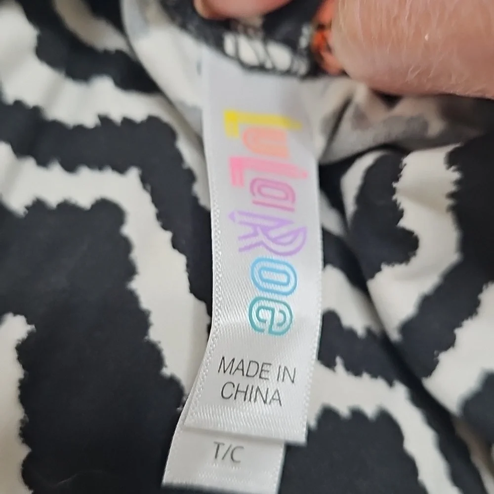 LuLaRoe Black & White Patterned Leggings with Rainbow Logo